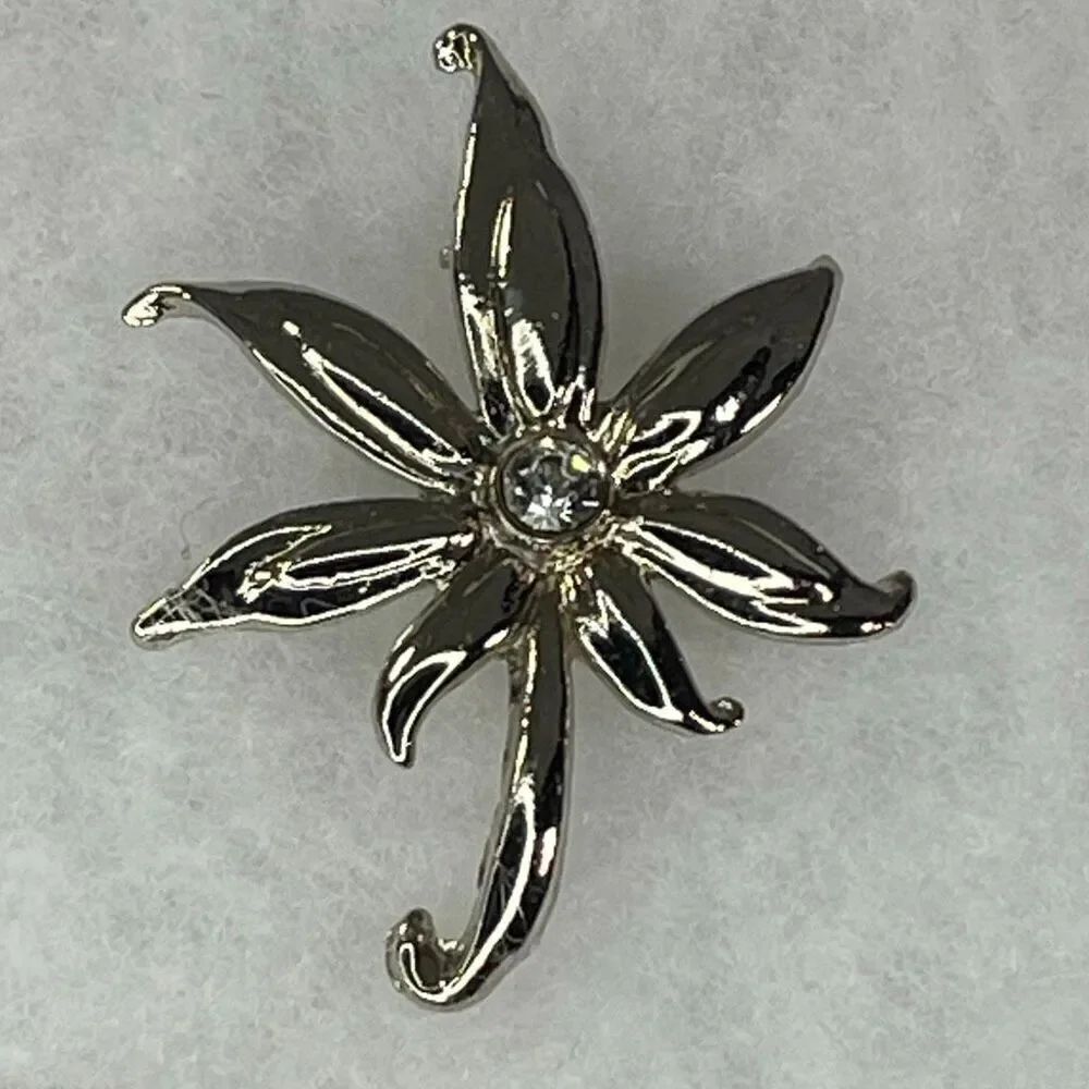 Vintage Japanese Maple rhinestone brooch